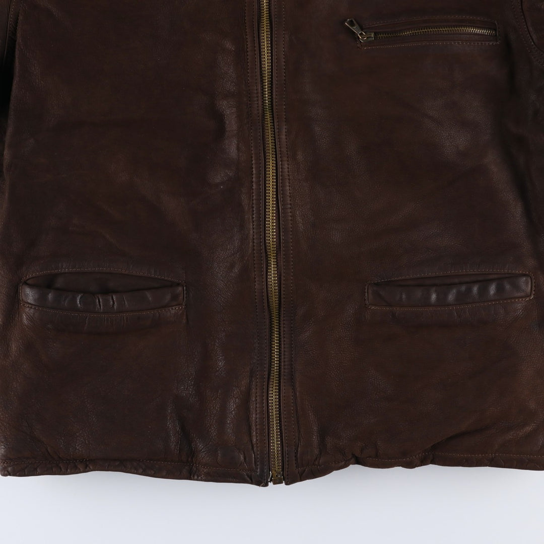 Antica Pelleria Padded Leather Blouson, Made in Italy, Men's Size L genuine leather brown type Vintage Second Hand