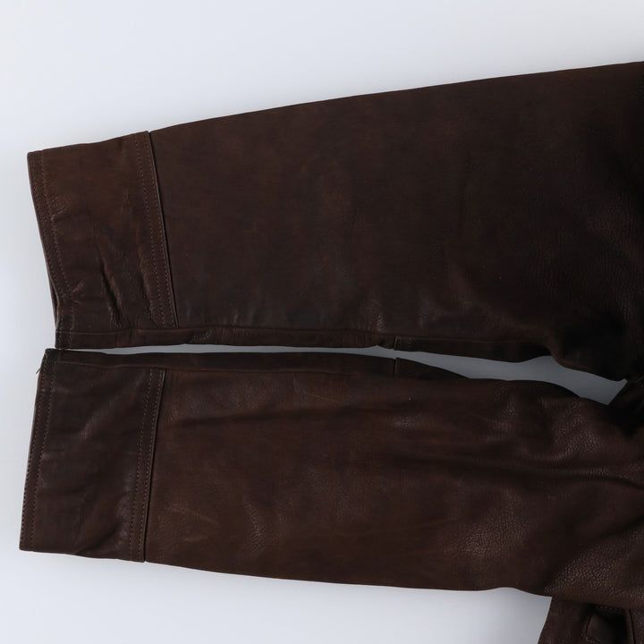 Antica Pelleria Padded Leather Blouson, Made in Italy, Men's Size L genuine leather brown type Vintage Second Hand
