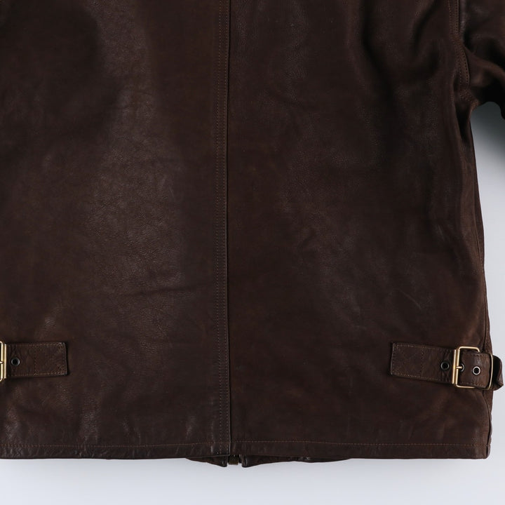 Antica Pelleria Padded Leather Blouson, Made in Italy, Men's Size L genuine leather brown type Vintage Second Hand