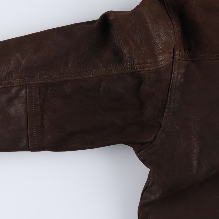 Antica Pelleria Padded Leather Blouson, Made in Italy, Men's Size L genuine leather brown type Vintage Second Hand