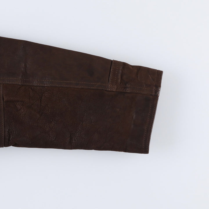 Antica Pelleria Padded Leather Blouson, Made in Italy, Men's Size L genuine leather brown type Vintage Second Hand