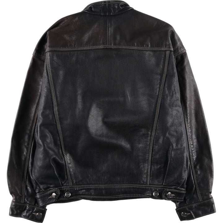 GAZO CAPTAIN'G Trucker Jacket, Leather Jacket, Men's XL, Vintage unclear black type Vintage Second Hand