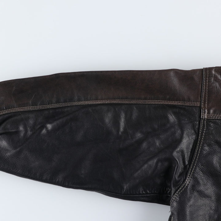 GAZO CAPTAIN'G Trucker Jacket, Leather Jacket, Men's XL, Vintage unclear black type Vintage Second Hand