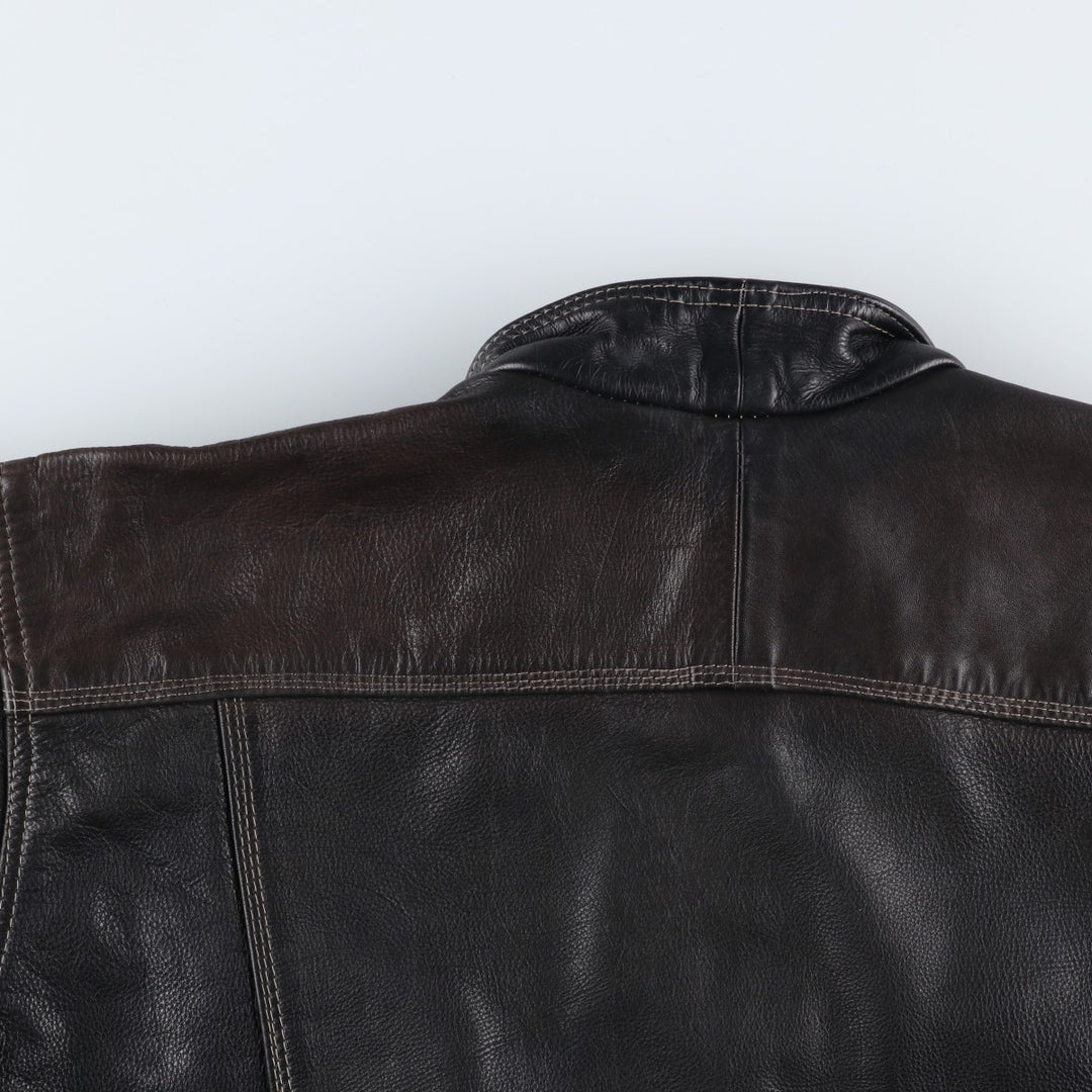 GAZO CAPTAIN'G Trucker Jacket, Leather Jacket, Men's XL, Vintage unclear black type Vintage Second Hand