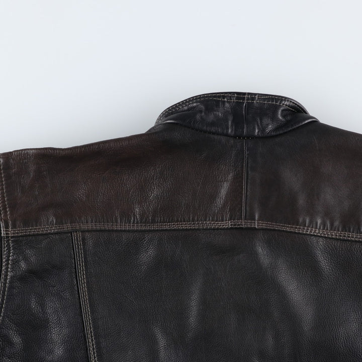 GAZO CAPTAIN'G Trucker Jacket, Leather Jacket, Men's XL, Vintage unclear black type Vintage Second Hand