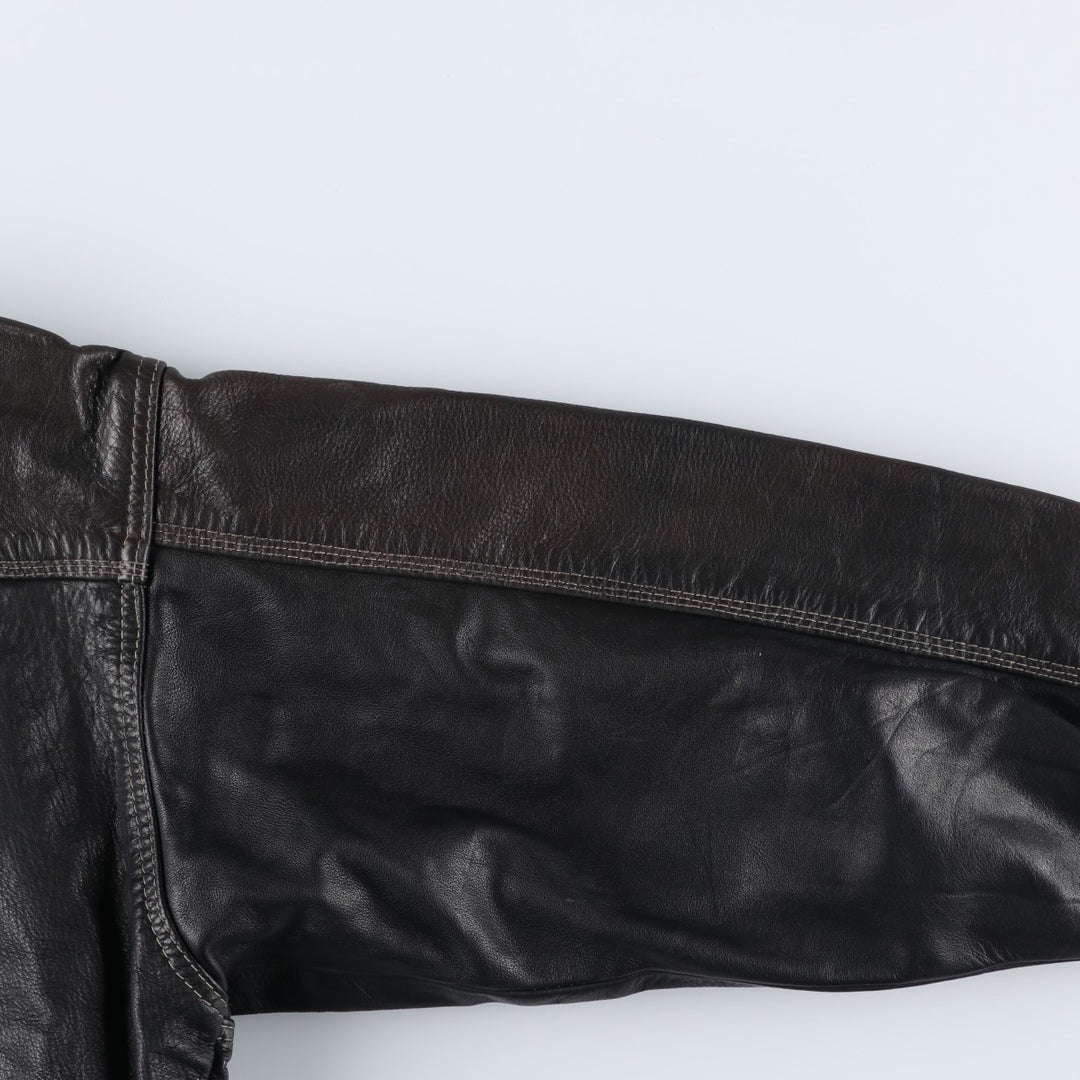 GAZO CAPTAIN'G Trucker Jacket, Leather Jacket, Men's XL, Vintage unclear black type Vintage Second Hand