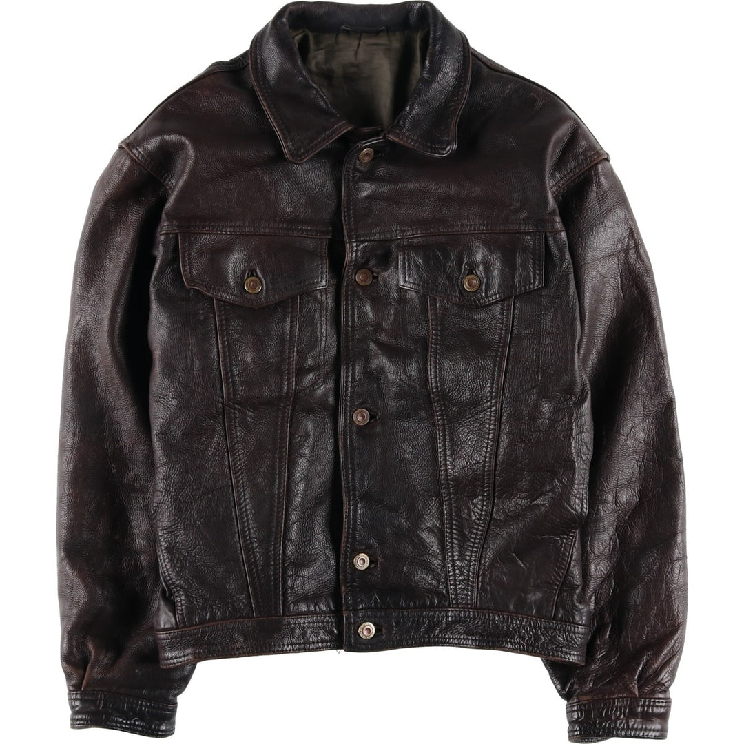 MacDouglas Vintage Trucker Leather Jacket, Men's Size L genuine leather brown type Vintage Second Hand