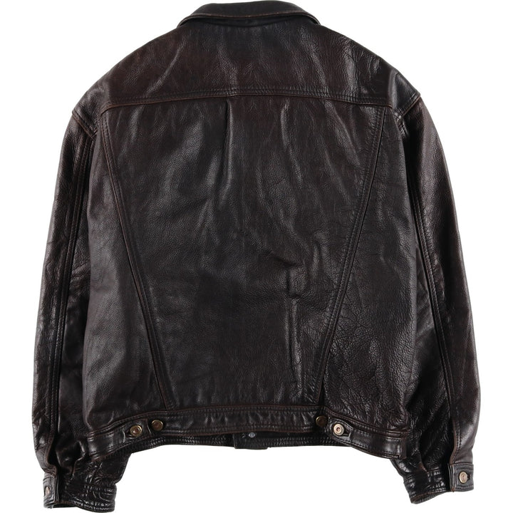 MacDouglas Vintage Trucker Leather Jacket, Men's Size L genuine leather brown type Vintage Second Hand