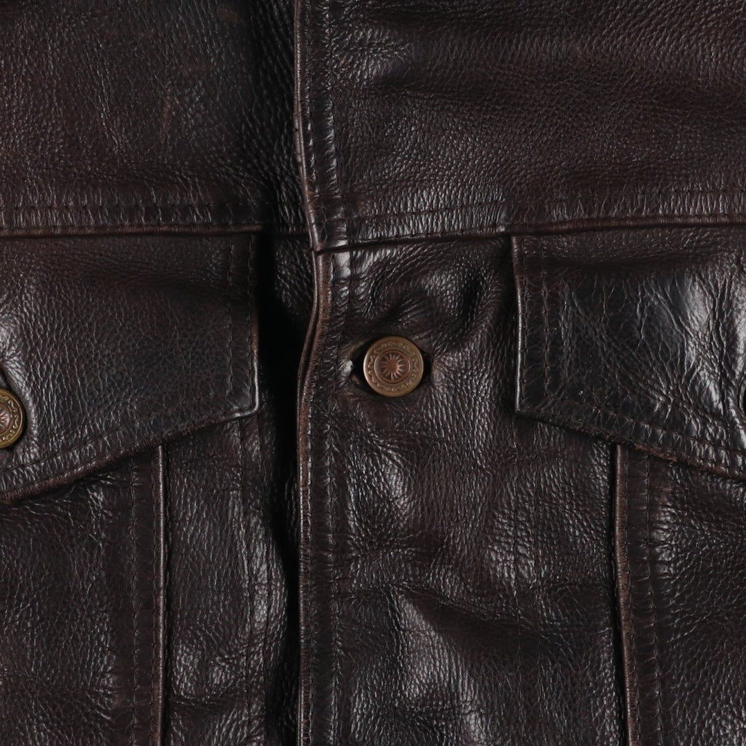 MacDouglas Vintage Trucker Leather Jacket, Men's Size L genuine leather brown type Vintage Second Hand