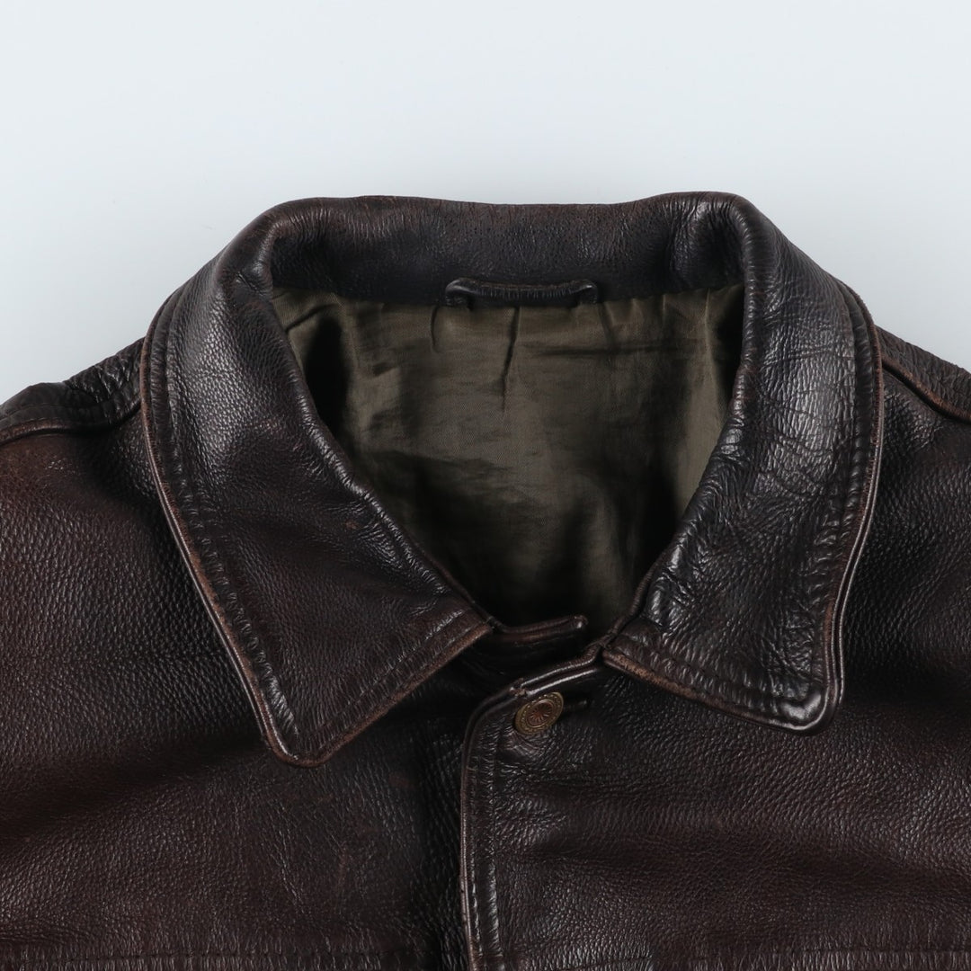MacDouglas Vintage Trucker Leather Jacket, Men's Size L genuine leather brown type Vintage Second Hand