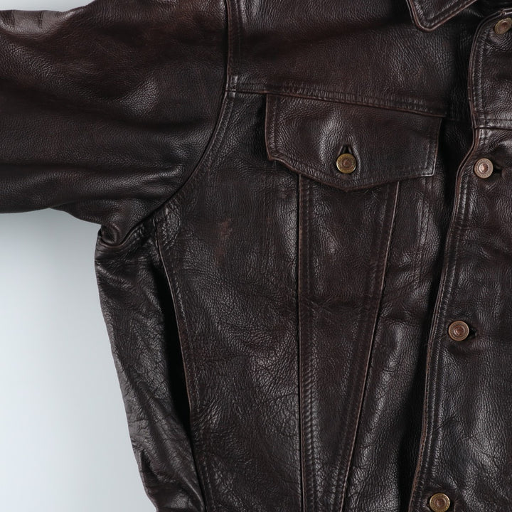 MacDouglas Vintage Trucker Leather Jacket, Men's Size L genuine leather brown type Vintage Second Hand