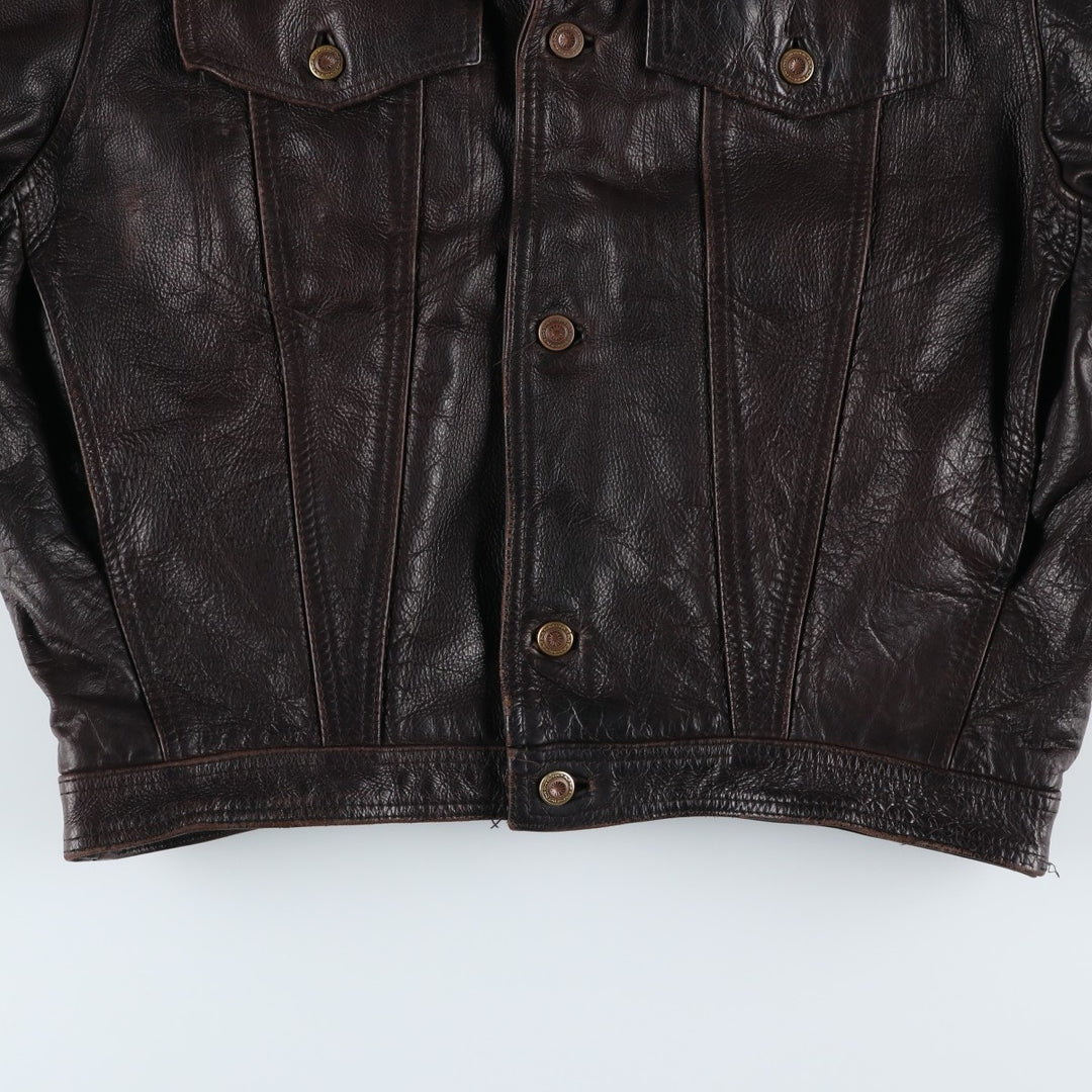 MacDouglas Vintage Trucker Leather Jacket, Men's Size L genuine leather brown type Vintage Second Hand