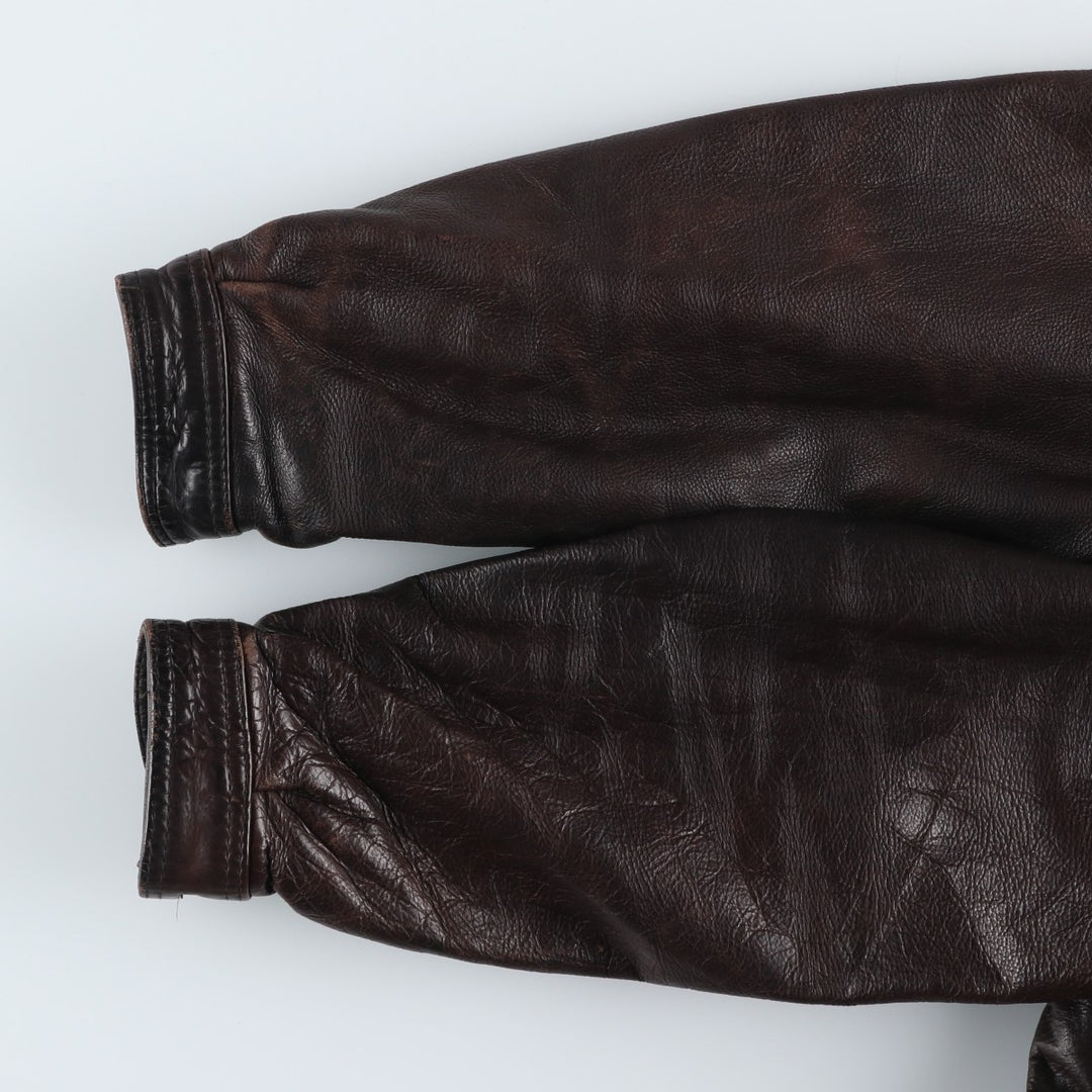 MacDouglas Vintage Trucker Leather Jacket, Men's Size L genuine leather brown type Vintage Second Hand