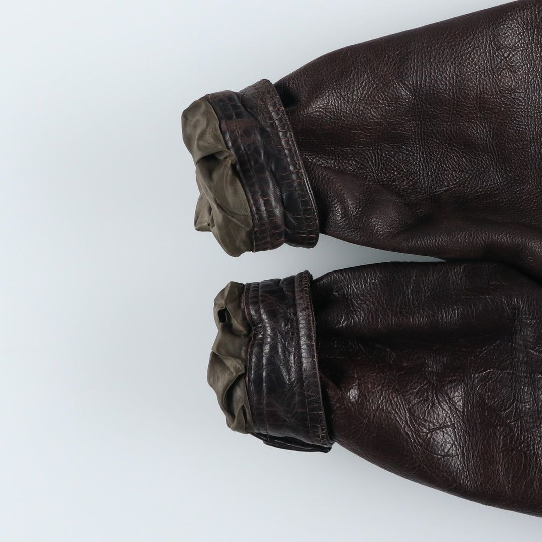 MacDouglas Vintage Trucker Leather Jacket, Men's Size L genuine leather brown type Vintage Second Hand