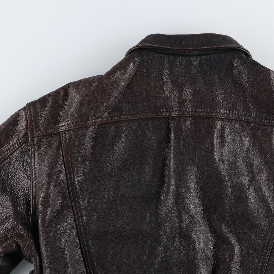 MacDouglas Vintage Trucker Leather Jacket, Men's Size L genuine leather brown type Vintage Second Hand