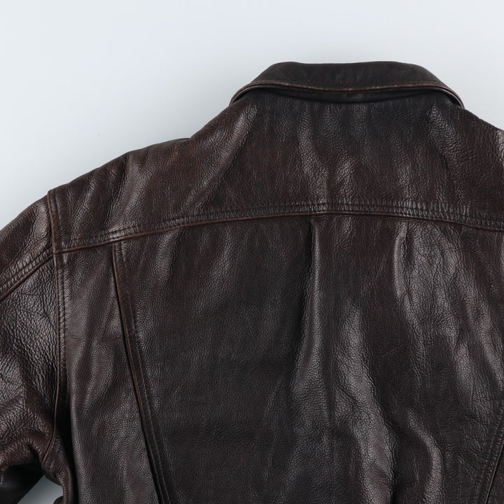 MacDouglas Vintage Trucker Leather Jacket, Men's Size L genuine leather brown type Vintage Second Hand