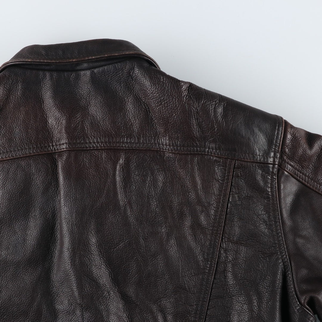MacDouglas Vintage Trucker Leather Jacket, Men's Size L genuine leather brown type Vintage Second Hand