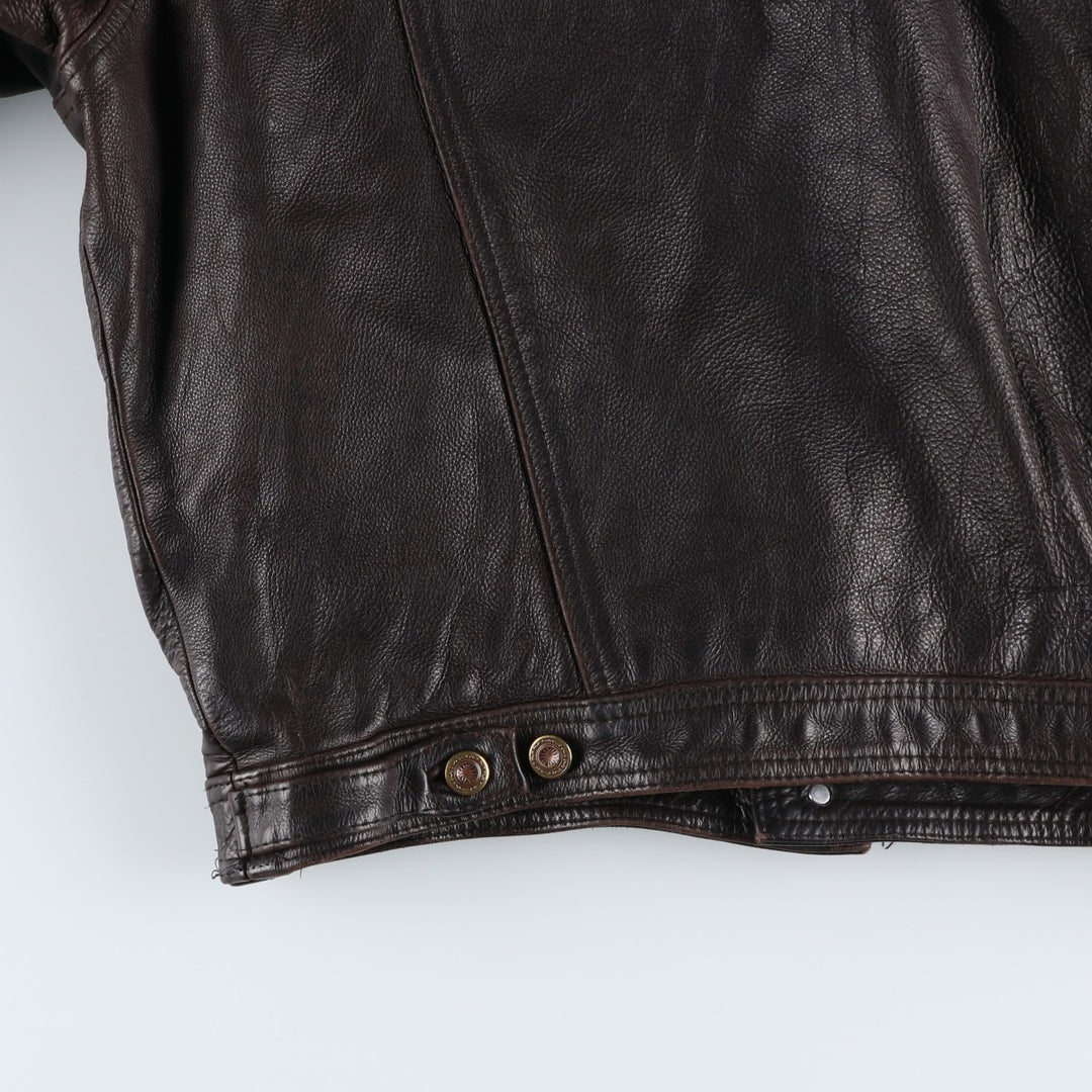 MacDouglas Vintage Trucker Leather Jacket, Men's Size L genuine leather brown type Vintage Second Hand