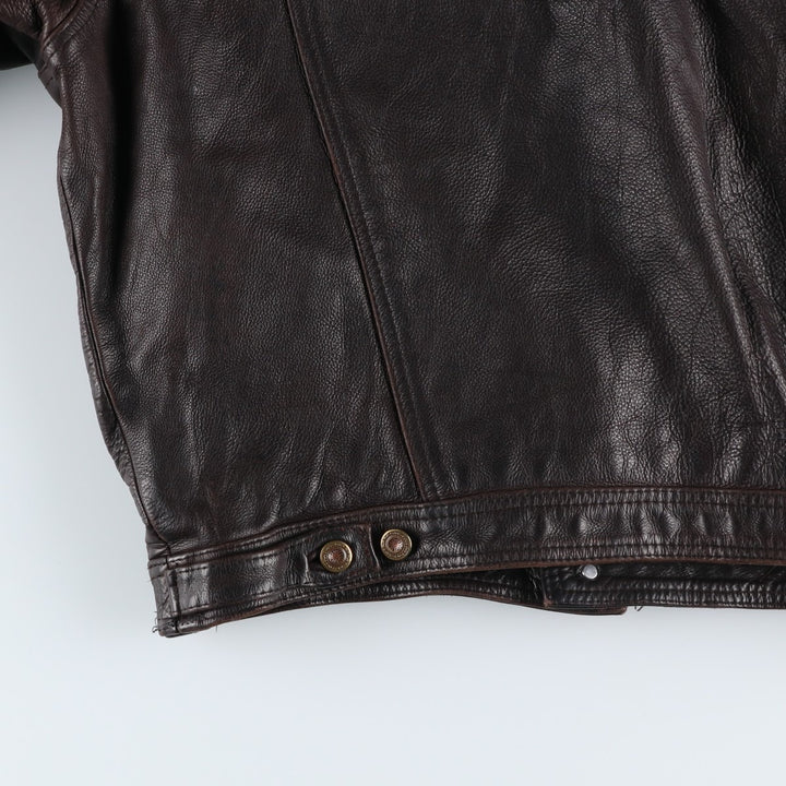 MacDouglas Vintage Trucker Leather Jacket, Men's Size L genuine leather brown type Vintage Second Hand