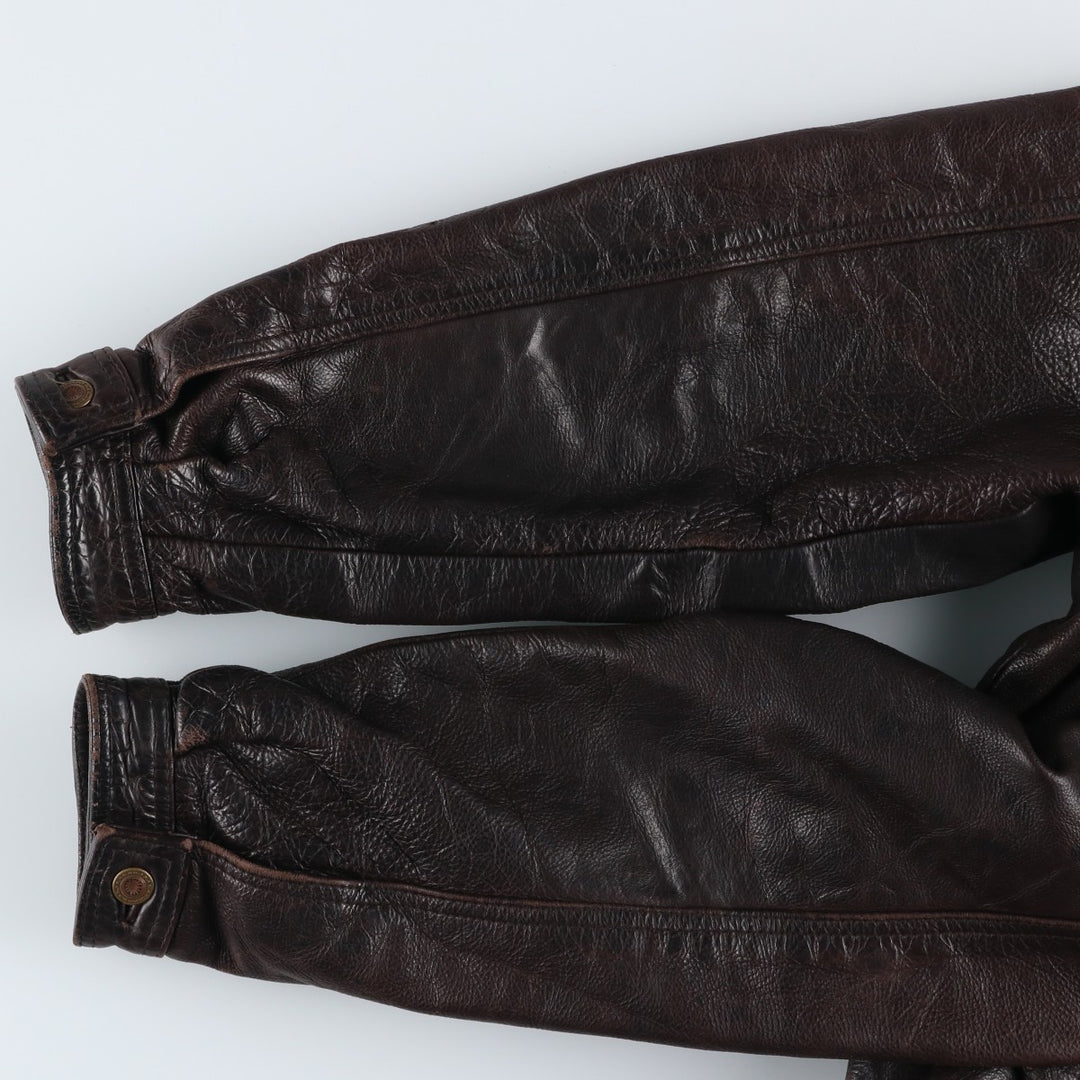 MacDouglas Vintage Trucker Leather Jacket, Men's Size L genuine leather brown type Vintage Second Hand