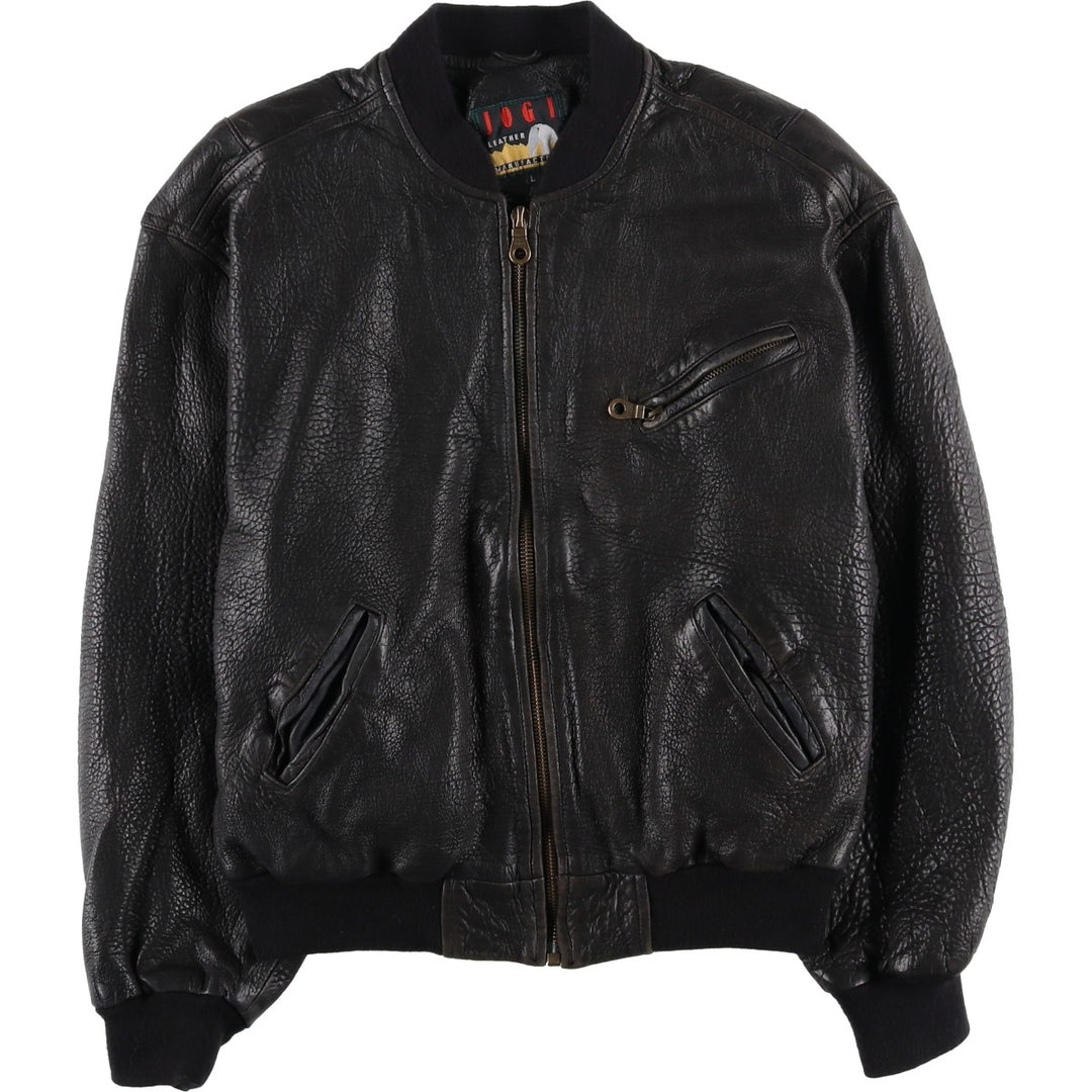 JOGI Leather Blouson, Men's Size L unclear black type Vintage Second Hand