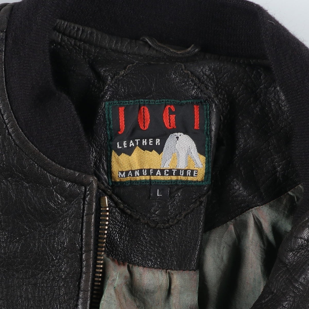 JOGI Leather Blouson, Men's Size L unclear black type Vintage Second Hand