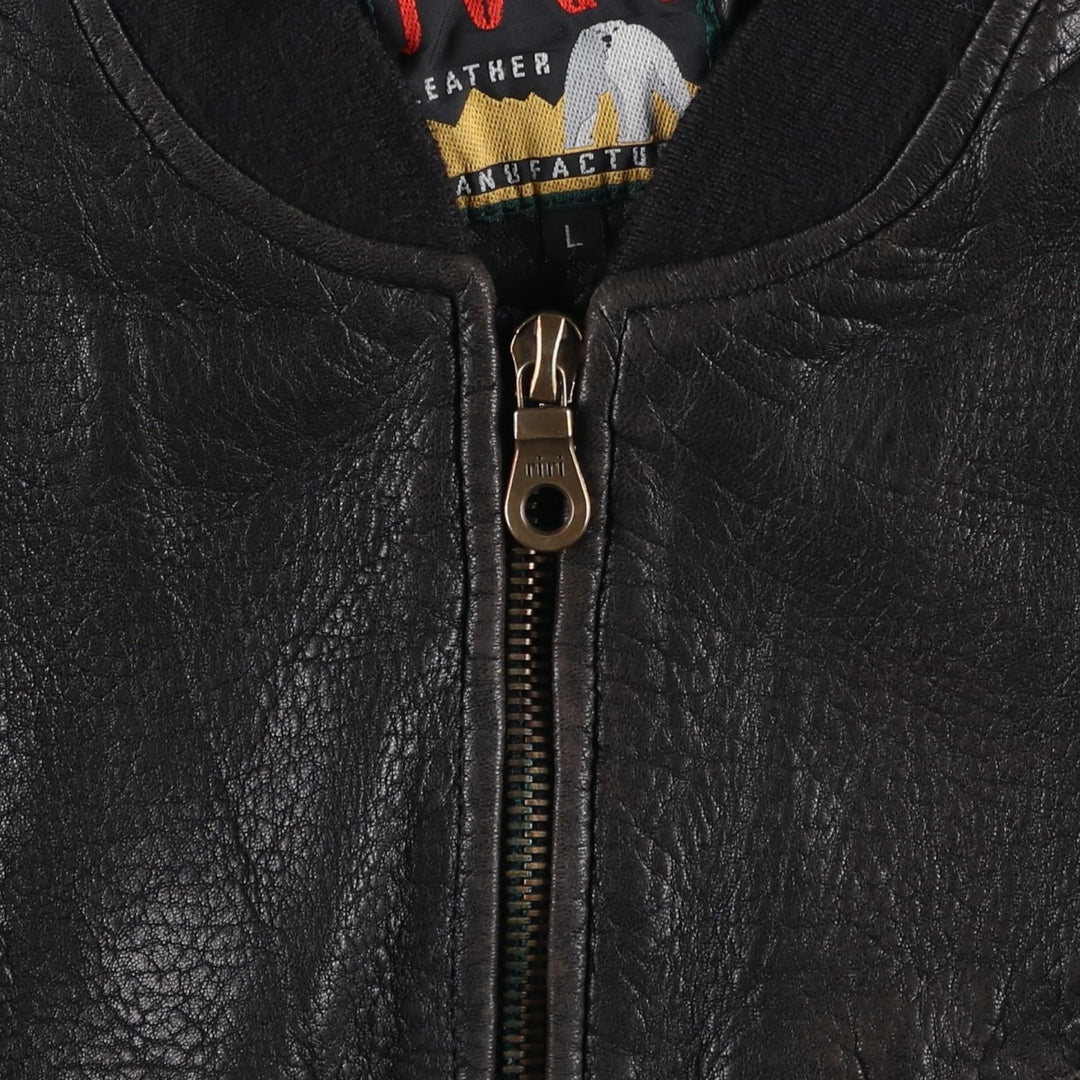 JOGI Leather Blouson, Men's Size L unclear black type Vintage Second Hand