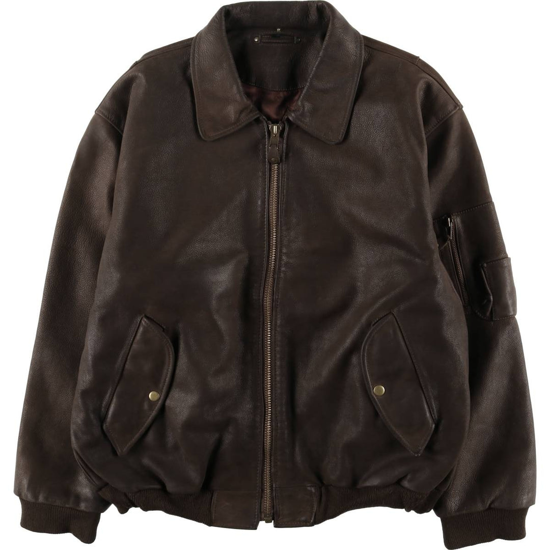 Vintage Rover and Lakers swing-top leather jacket, men's size XL unclear brown type Vintage Second Hand