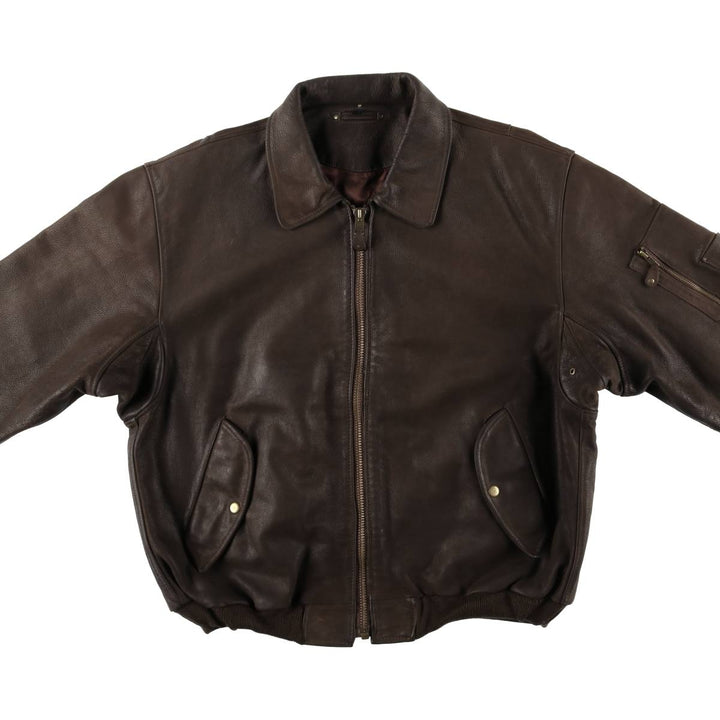 Vintage Rover and Lakers swing-top leather jacket, men's size XL unclear brown type Vintage Second Hand