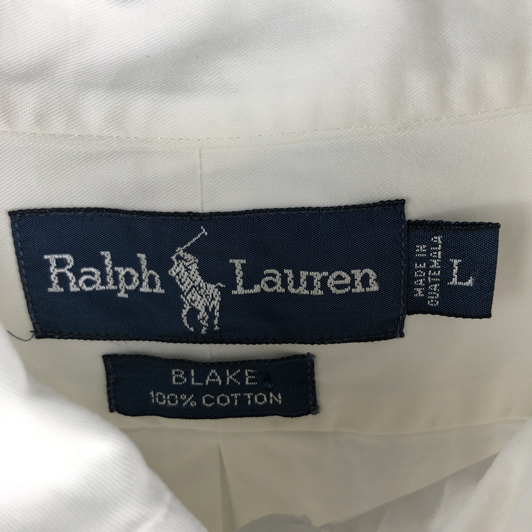 Ralph Lauren BLAKE long sleeve button down shirt, men's size L cotton white type Vintage Second Hand