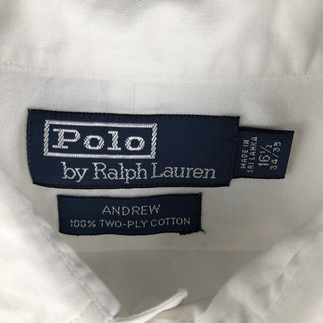 Ralph Lauren POLO by Ralph Lauren ANDREW long sleeve cotton shirt, men's size L cotton white type Vintage Second Hand