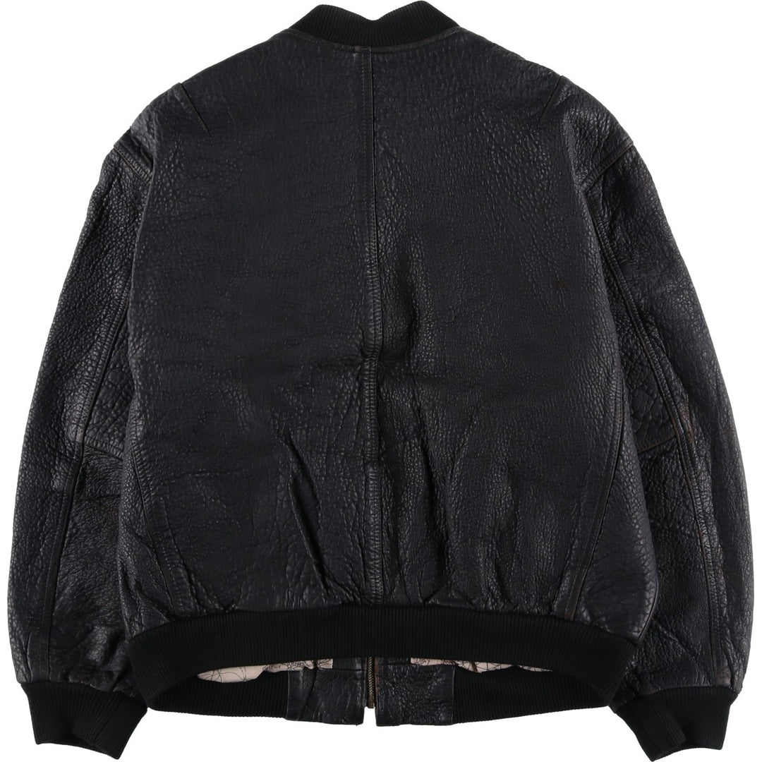 ROYAL FAKS Leather Blouson Men's Size L genuine leather black type Vintage Second Hand