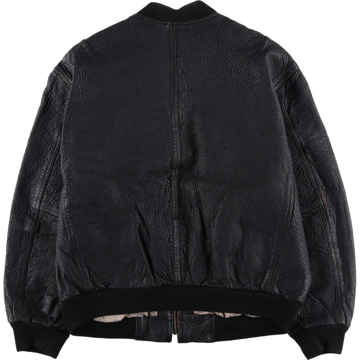 ROYAL FAKS Leather Blouson Men's Size L genuine leather black type Vintage Second Hand