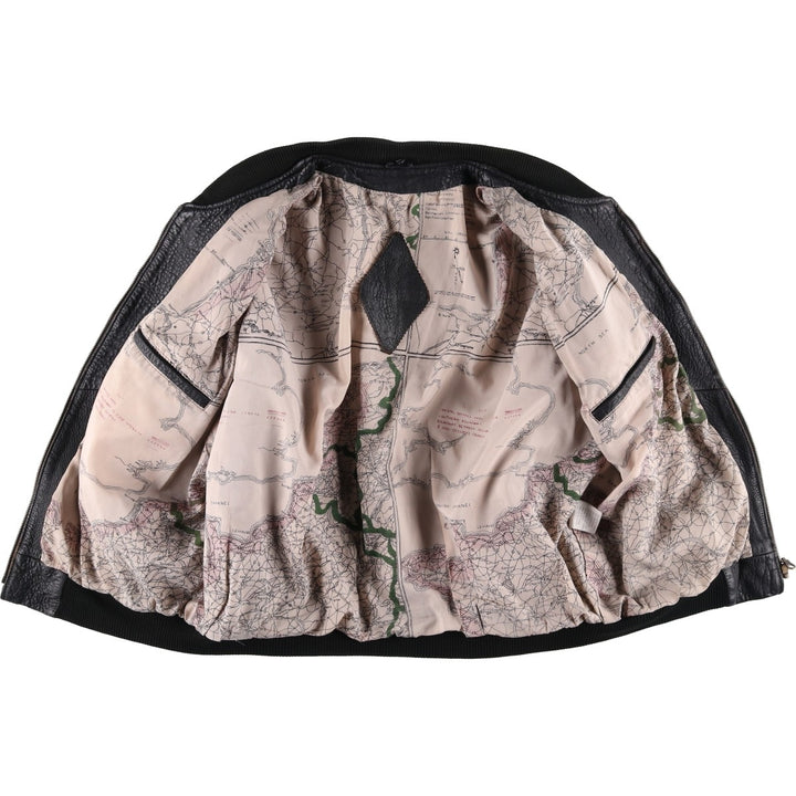 ROYAL FAKS Leather Blouson Men's Size L genuine leather black type Vintage Second Hand