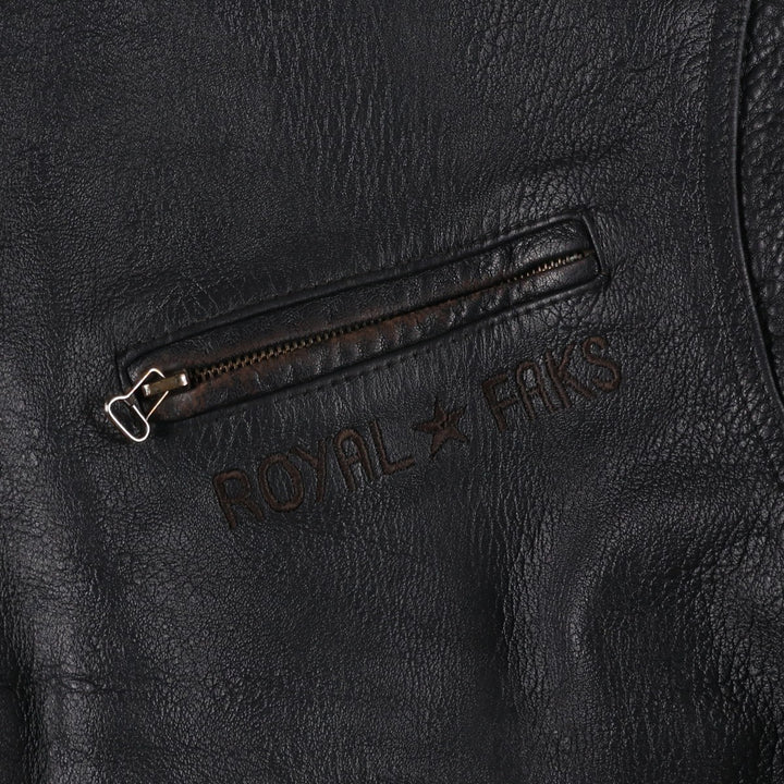 ROYAL FAKS Leather Blouson Men's Size L genuine leather black type Vintage Second Hand