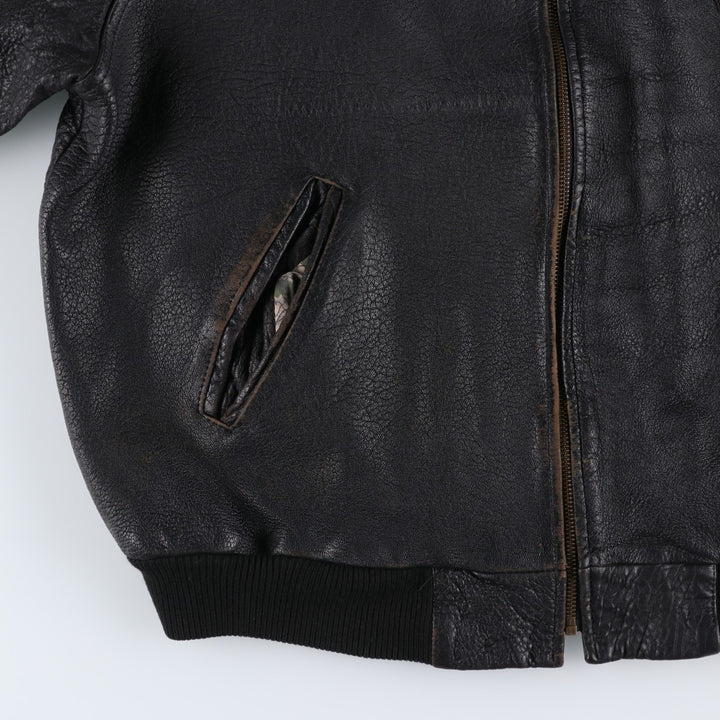 ROYAL FAKS Leather Blouson Men's Size L genuine leather black type Vintage Second Hand