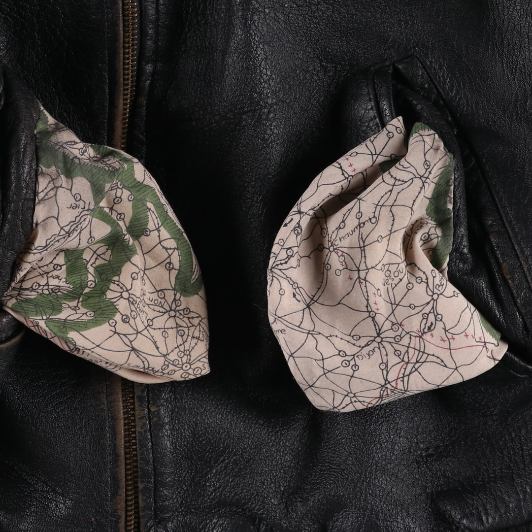 ROYAL FAKS Leather Blouson Men's Size L genuine leather black type Vintage Second Hand