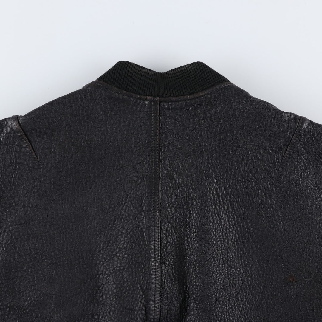 ROYAL FAKS Leather Blouson Men's Size L genuine leather black type Vintage Second Hand