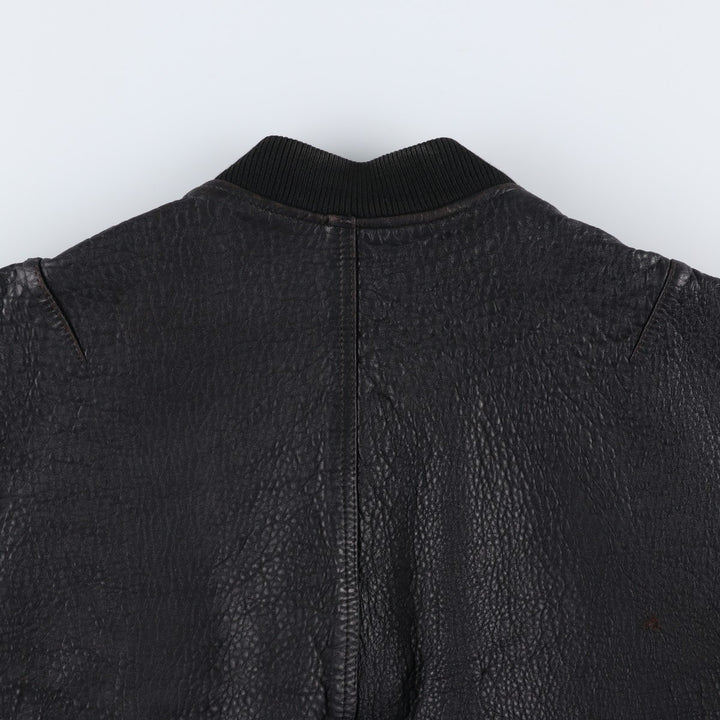 ROYAL FAKS Leather Blouson Men's Size L genuine leather black type Vintage Second Hand