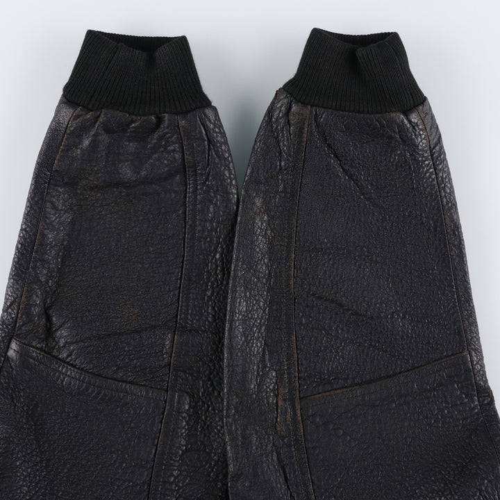 ROYAL FAKS Leather Blouson Men's Size L genuine leather black type Vintage Second Hand