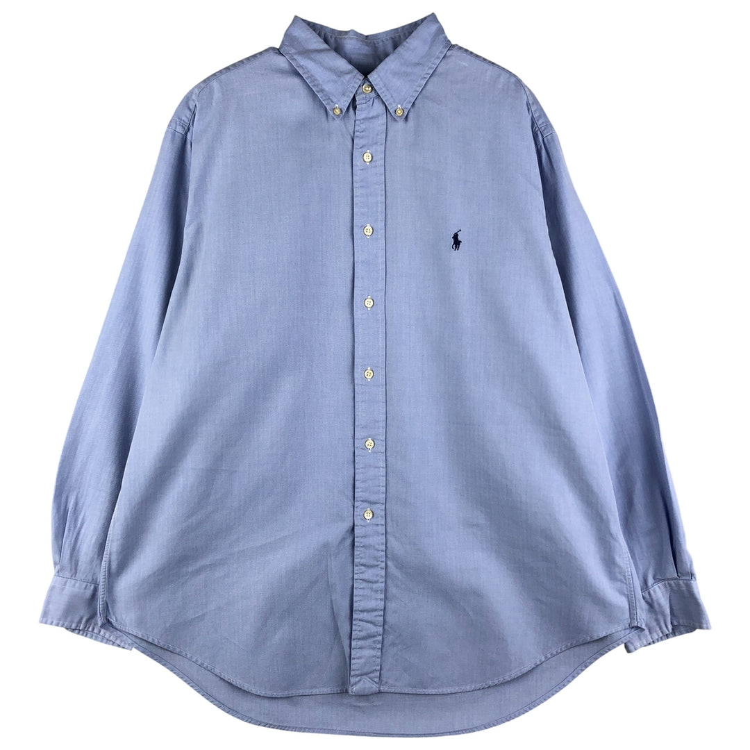 Ralph Lauren Classic Fit Herringbone Long Sleeve Button-Down Shirt, Men's Size XL cotton Blue type light blue Vintage Second Hand