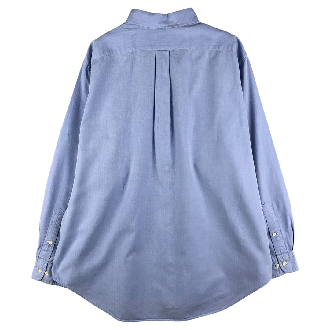 Ralph Lauren Classic Fit Herringbone Long Sleeve Button-Down Shirt, Men's Size XL cotton Blue type light blue Vintage Second Hand