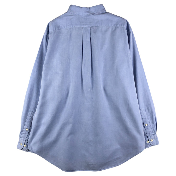 Ralph Lauren Classic Fit Herringbone Long Sleeve Button-Down Shirt, Men's Size XL cotton Blue type light blue Vintage Second Hand