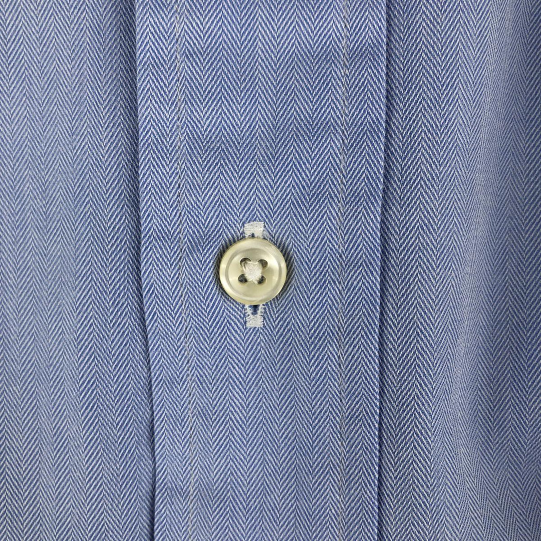 Ralph Lauren Classic Fit Herringbone Long Sleeve Button-Down Shirt, Men's Size XL cotton Blue type light blue Vintage Second Hand