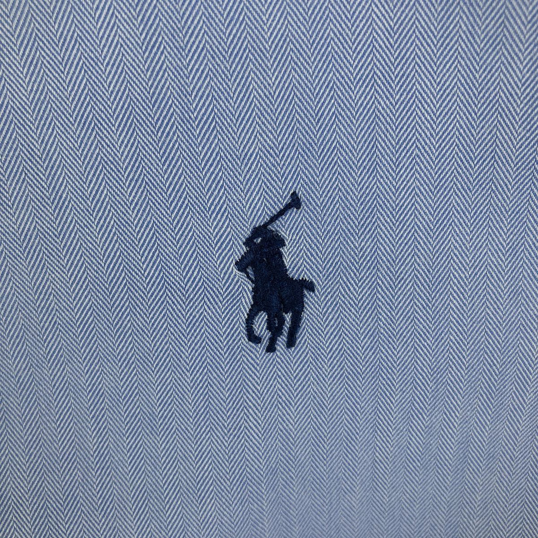 Ralph Lauren Classic Fit Herringbone Long Sleeve Button-Down Shirt, Men's Size XL cotton Blue type light blue Vintage Second Hand