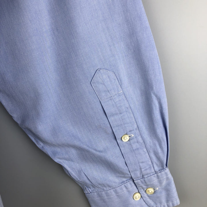 Ralph Lauren Classic Fit Herringbone Long Sleeve Button-Down Shirt, Men's Size XL cotton Blue type light blue Vintage Second Hand