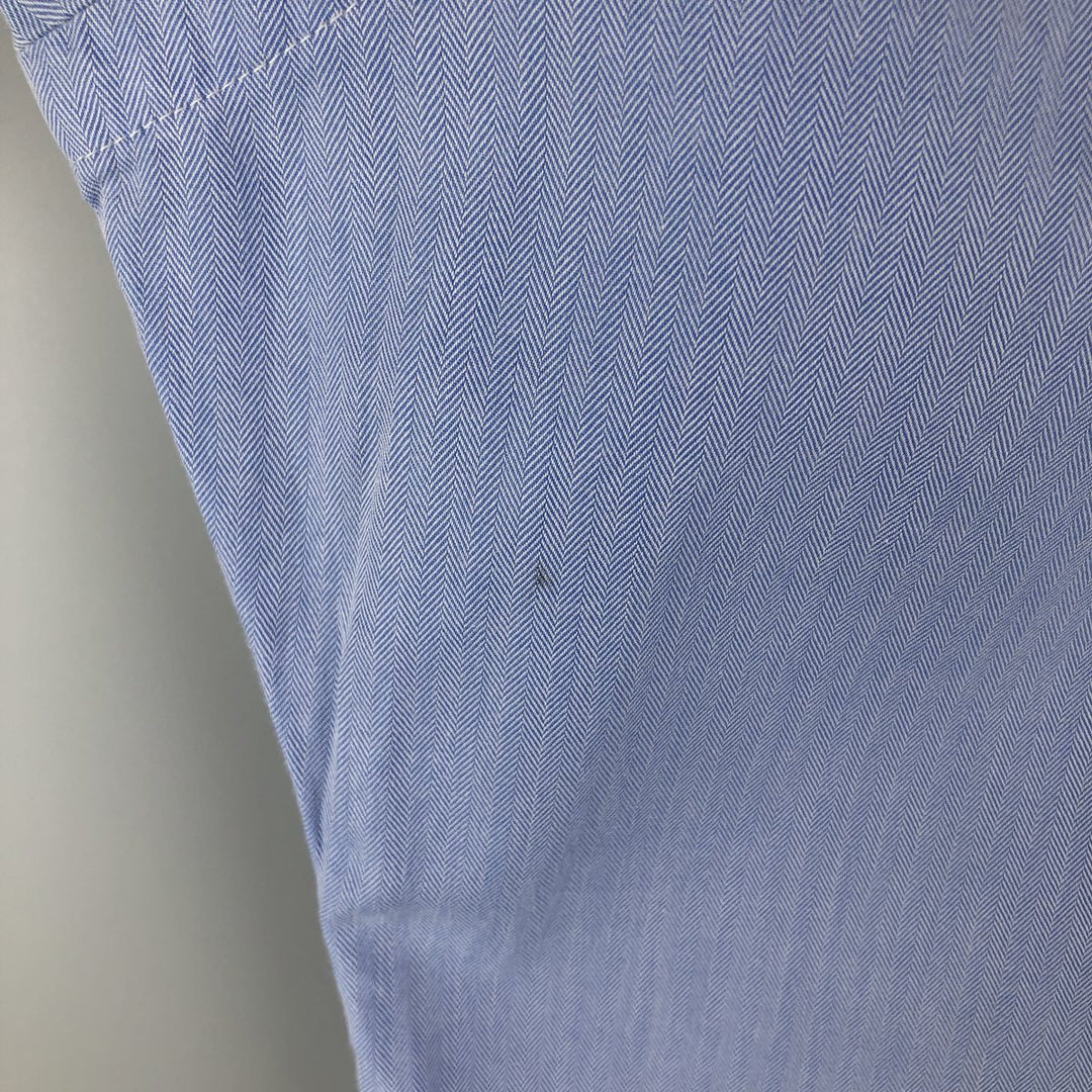Ralph Lauren Classic Fit Herringbone Long Sleeve Button-Down Shirt, Men's Size XL cotton Blue type light blue Vintage Second Hand