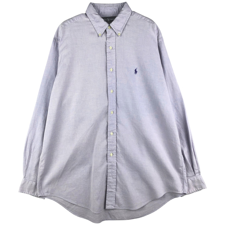 Ralph Lauren YARMOUTH long sleeve button down shirt, men's size L cotton Blue type light blue Vintage Second Hand