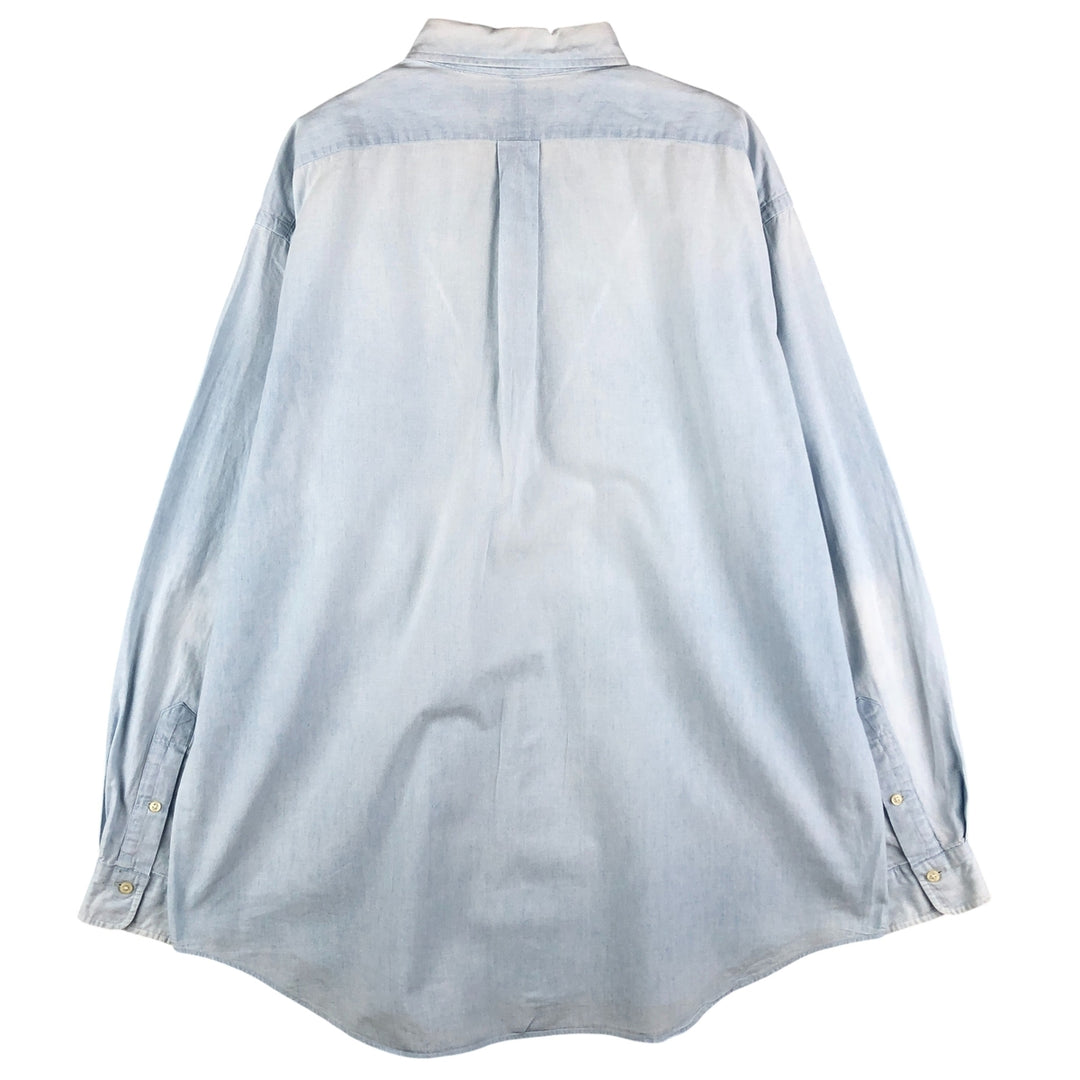 Ralph Lauren long-sleeved button-down chambray shirt, men's size XL cotton Blue type light blue Vintage Second Hand