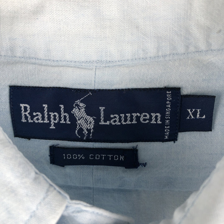 Ralph Lauren long-sleeved button-down chambray shirt, men's size XL cotton Blue type light blue Vintage Second Hand
